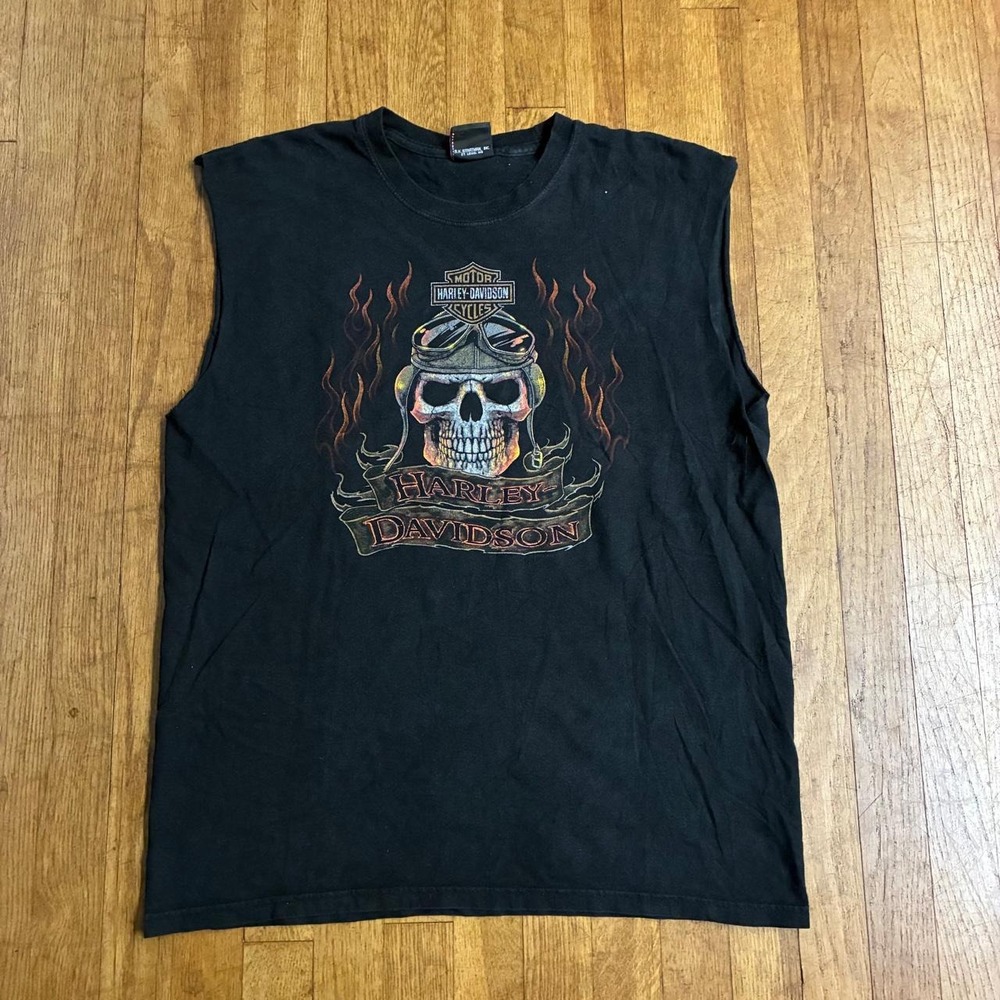 Harley-Davidson Heart of Dixie Pelham Alabama Skull Tank Top Black Mens L
